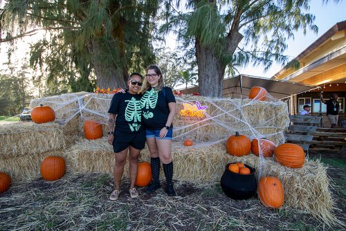 two ladies in costume during Halloween 