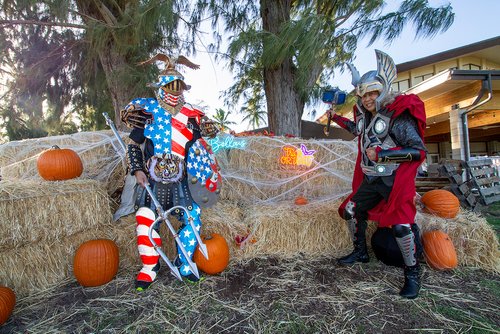 men in costume during Halloween 