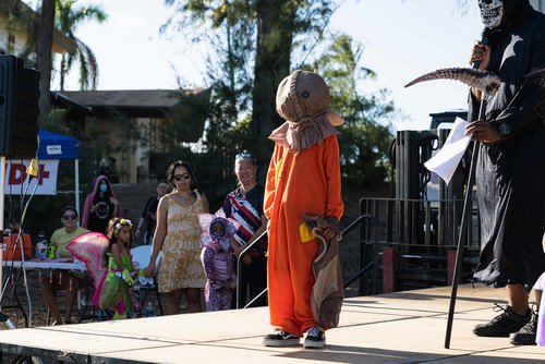 a person in an orange garment