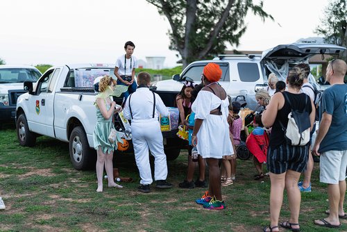 a group of people in a park