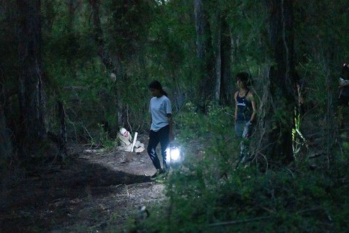 two person walking in a the grass