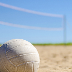 a volleyball on the sand