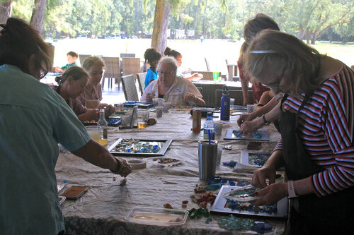 a group of people sitting at a table