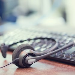 a headset and keyboard