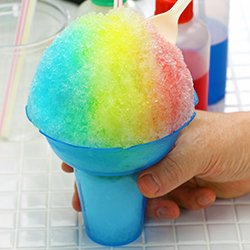 a multi color snow cone