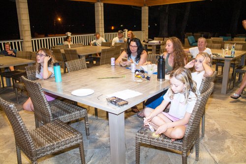 group of people sitting around the table 