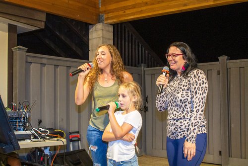 a group of people singing