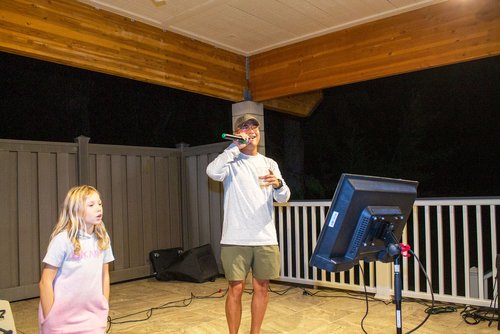 Dad and kid singing