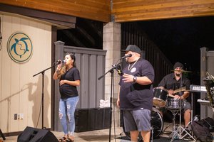 a live band singing