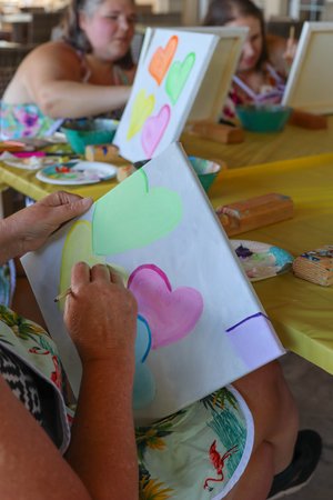 a person painting on a table