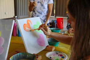 a person painting on a table<br />
