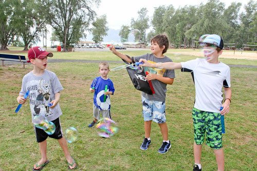 a group of children playing outside