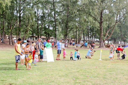 a group of people in a park