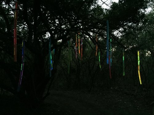 a tree with colorful ribbons from it<br />
