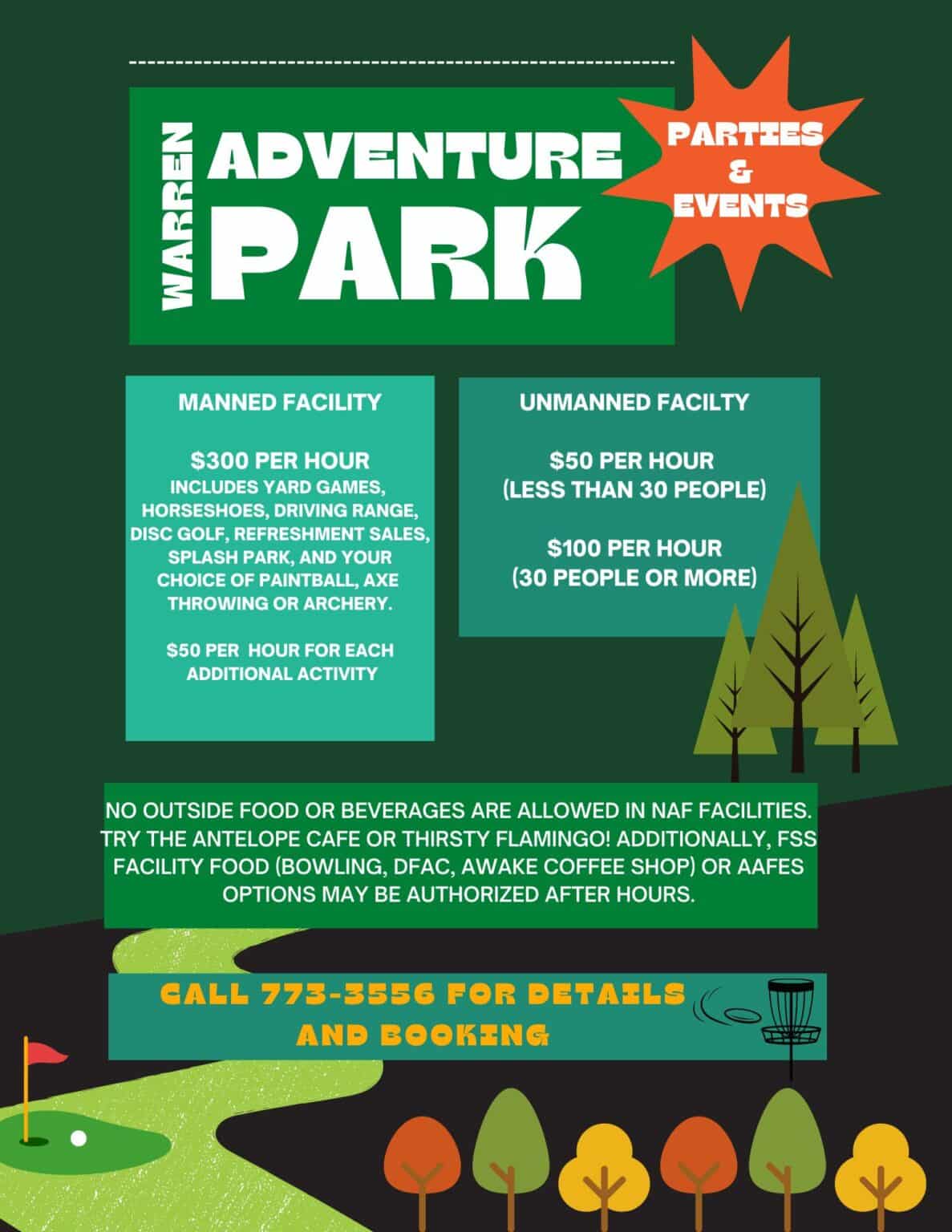 Warren Adventure Park Parties